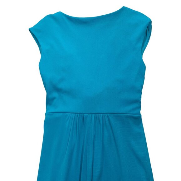 Turquoise sleeveless V-neck ruched dress size 8 - Picture 12 of 14